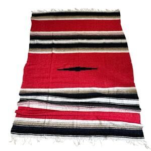 Made In Mexico Saltillo Blanket Southwestern Red Multi 52"x78" Benevolence LA